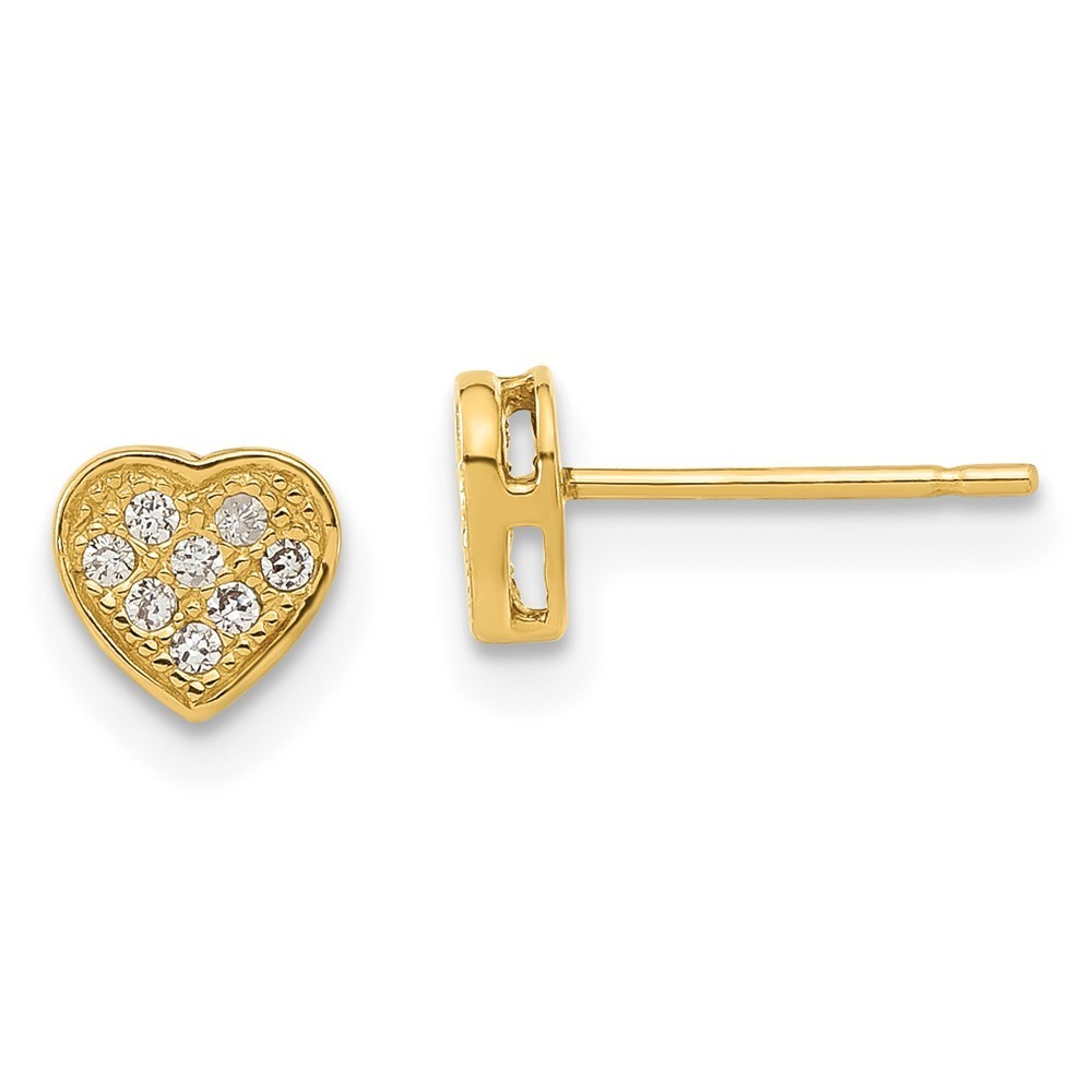 14ky Madi K Childrens Polished Cz Heart Post Earrings